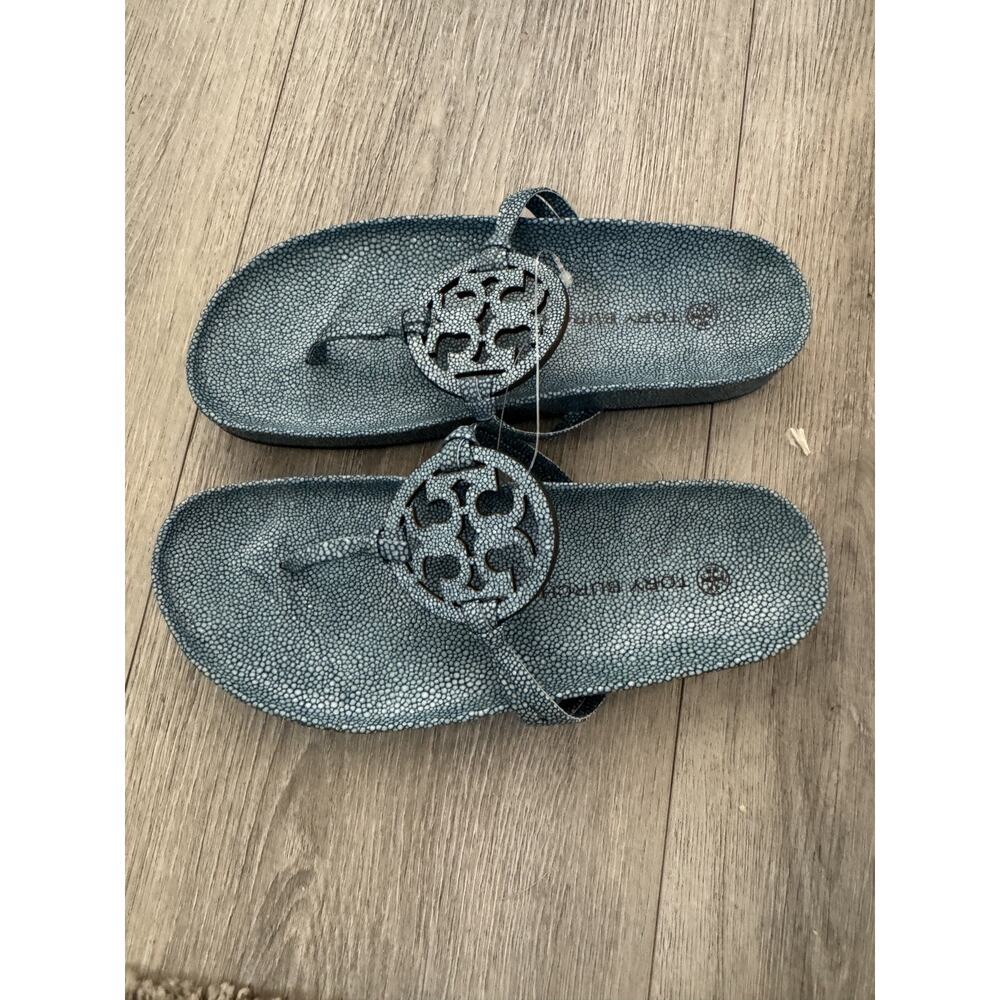Tory Burch Sea Wind Miller Cloud Leather Thong SandalsComfort Straps US 8.5 - Picture 2 of 9
